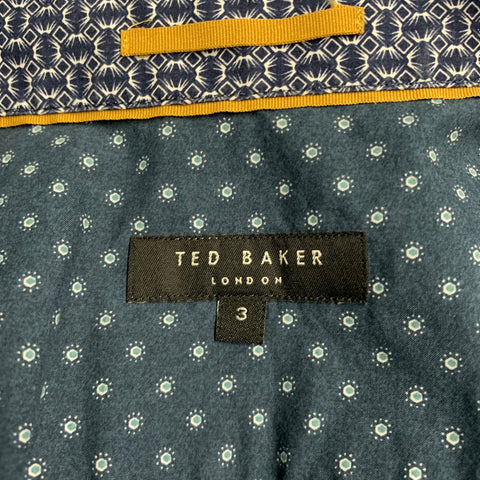 TED BAKER Size M Blue Light Blue Checkered Cotton One Pocket Short Sleeve Shirt