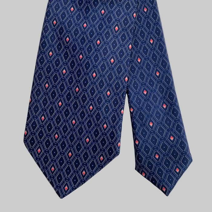 Cravate en soie BRIONI à motif géométrique bleu et blanc