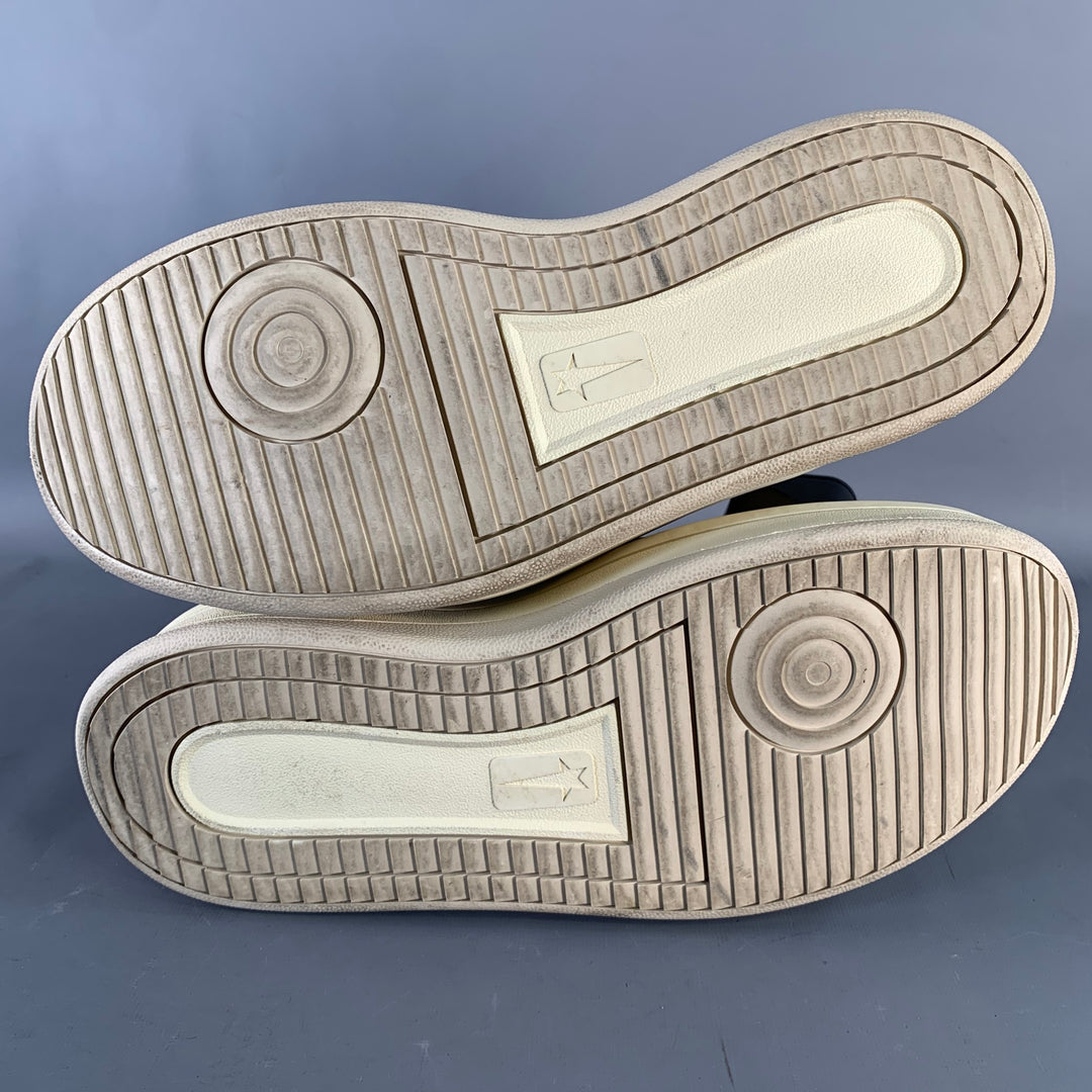 DRKSHDW Size 12 TURBOWPN Beige Cream Leather High Top Sneakers