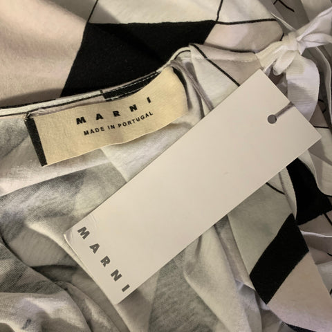 MARNI Size S White Black Cotton Abstract Open back Shirt