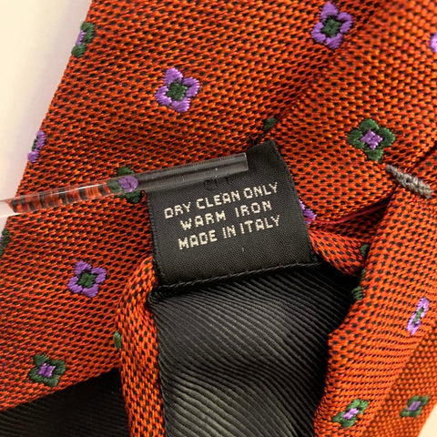 Cravate en soie à motif abstrait vert violet rouille ERMENEGILDO ZEGNA