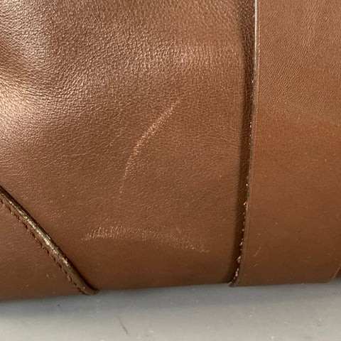 BRUNELLO CUCINELLI Chocolate Brown Leather Clasp Weekender Bag