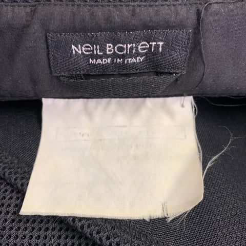 NEIL BARRETT Size XL Black Mesh Polyester Short Sleeve Shirt