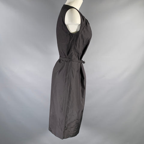 MAX MARA Robe de Cocktail Sans Manches Longueur Genou Noire avec Nœud, Taille 2