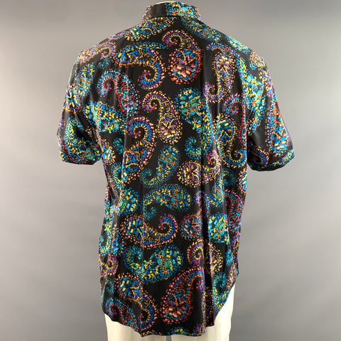 ROBERT GRAHAM Size XXL Black Multi Color Abstract Short Sleeve Shirt