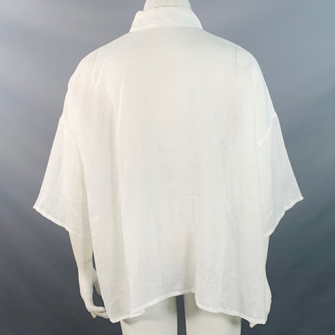 ESKANDAR Size L White Linen Oversized Button Up Shirt