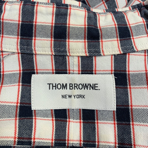 THOM BROWNE Size S White Black Red Oxford Checkered Cotton Long Sleeve Shirt