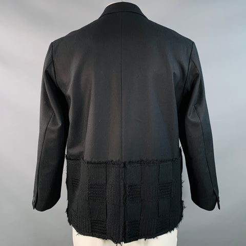 MEAGRATIA Size S Black Applique Wool Single Breasted Jacket