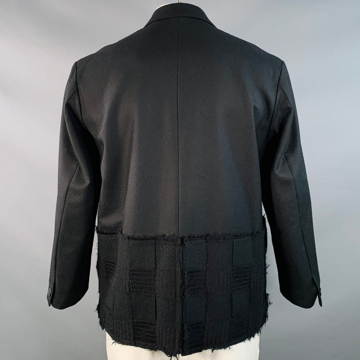 MEAGRATIA Size S Black Applique Wool Single Breasted Jacket