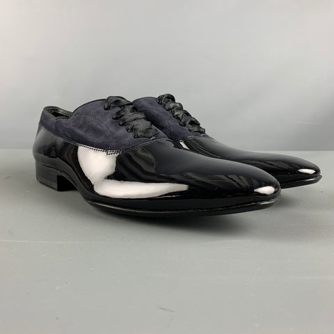 PAUL SMITH Size 7 Black Mixed Materials Suede Tuxedo Lace Up Shoes