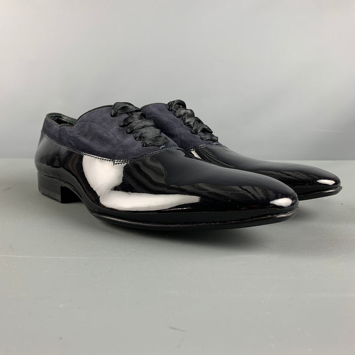 PAUL SMITH Size 7 Black Mixed Materials Suede Tuxedo Lace Up Shoes