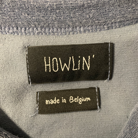 HOWLIN Size M Navy Blue Color Block Cotton Blend Terry T-shirt