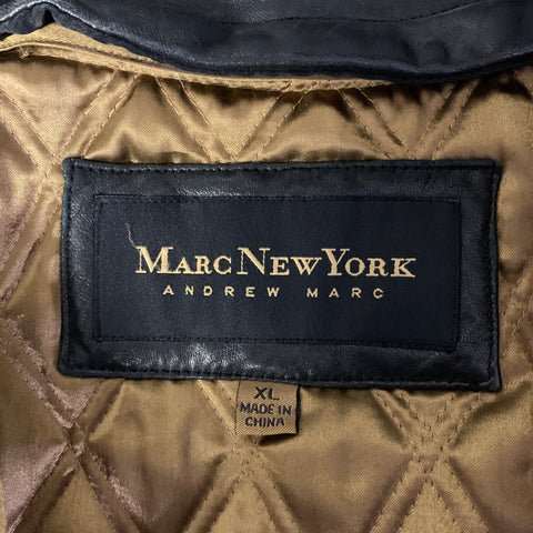 ANDREW MARC Size XL Black Leather Jacket