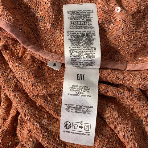 ESSENTIEL ANTWERP Size S Copper Silver Polyester &  Elastane Sequined Shirt