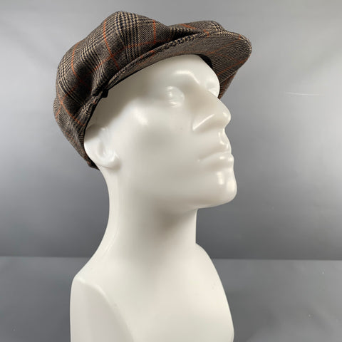 BORSALINO Size XL Beige Brown Glenplaid Wool Hats