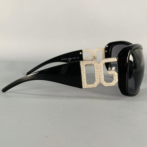 DOLCE & GABBANA Black Silver Rhinestones Sunglasses