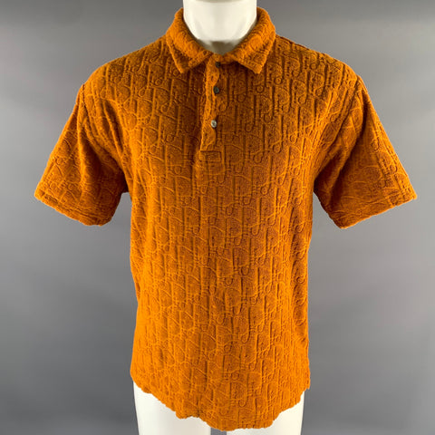 DIOR Size L Orange Rust Oblique Cotton Short Sleeve Polo