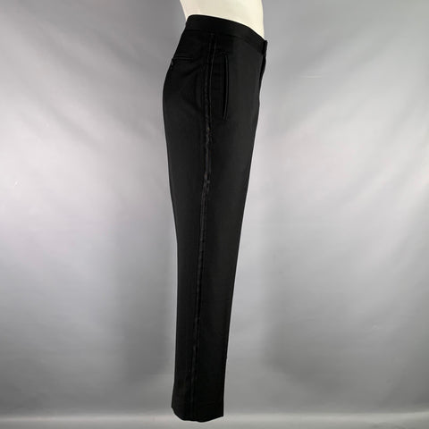 SUITSUPPLY Size 36 Black Solid Wool Tuxedo Dress Pants