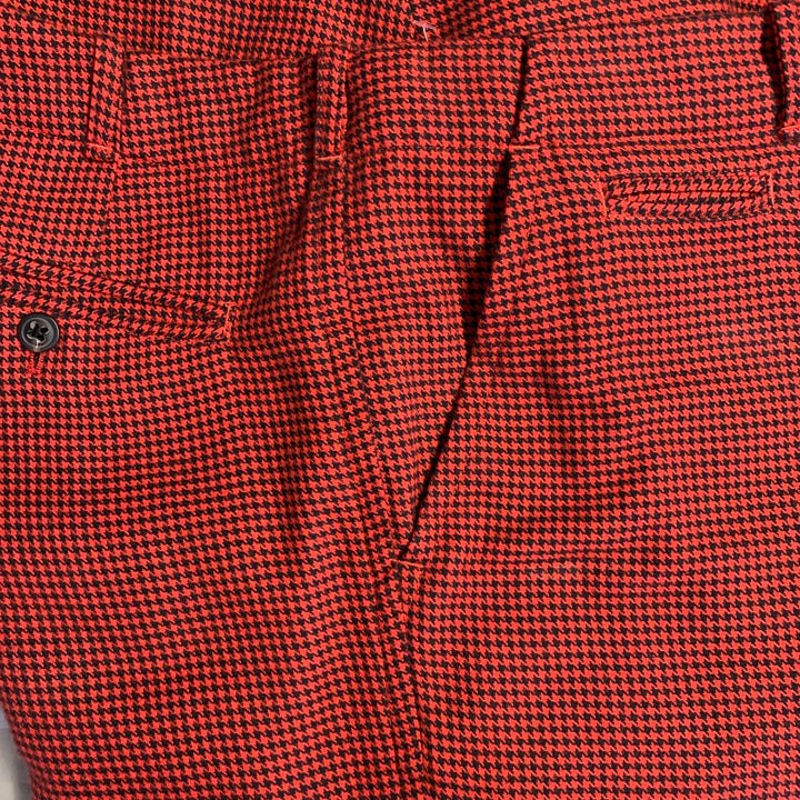 ADAM KIMMEL Size M Red Black Houndstooth Cotton Straight Zip Fly Dress Pants