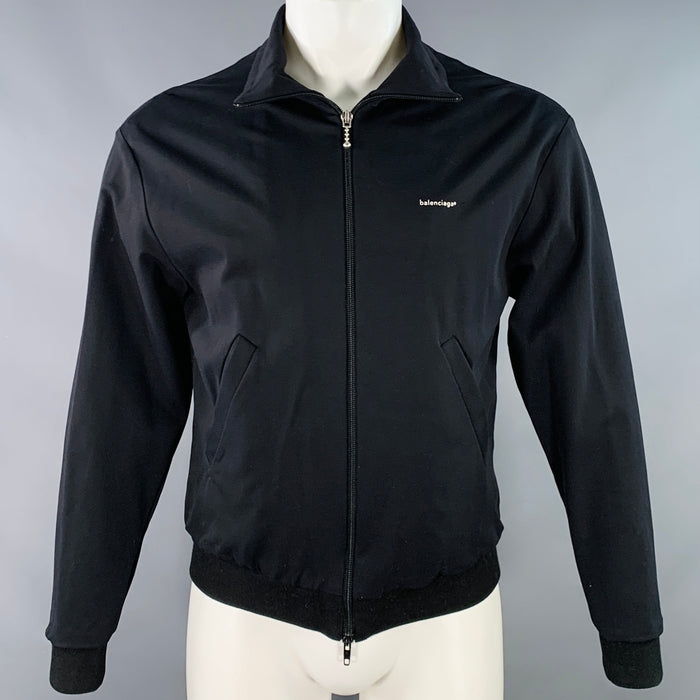 BALENCIAGA Size S Black Viscose Blend Zip Up Jacket