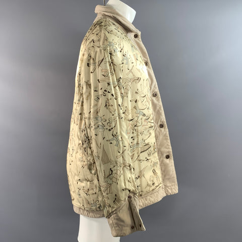 VISVIM Size M Beige Distressed Cotton Military Jacket