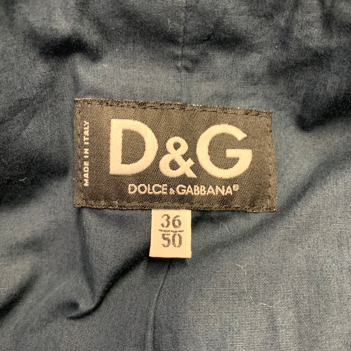 D&G by DOLCE & GABBANA Size 40 Navy Grey Stripe Velvet Sport Coat