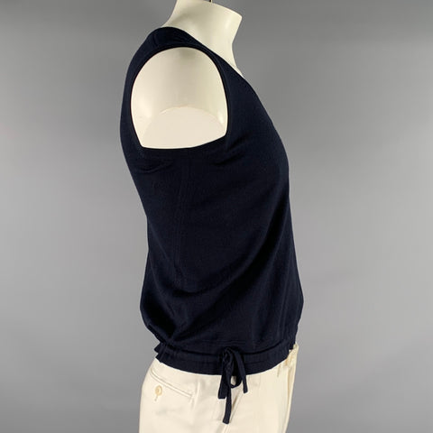 ZEGNA UNIFORM Size XL Navy Knit Wool Ribbed Vest