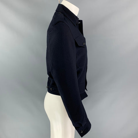 BURBERRY PRORSUM Spring 2015 Size 36 Navy Blue Solid Cashmere Blend Jacket