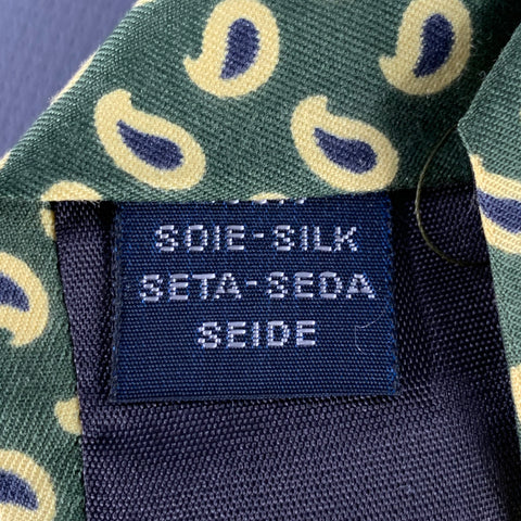 FACONNABLE Green Yellow Paisley Dots Silk Tie