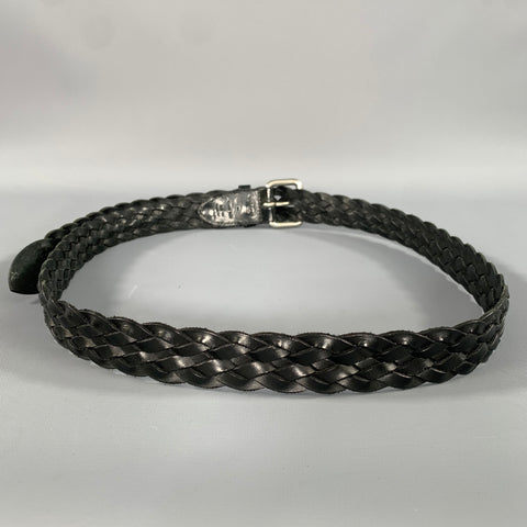 COACH Size 34 Black Braided Leather Belt