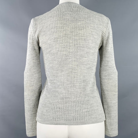COURREGES Size S Grey Rib Knit Crew Neck Pullover