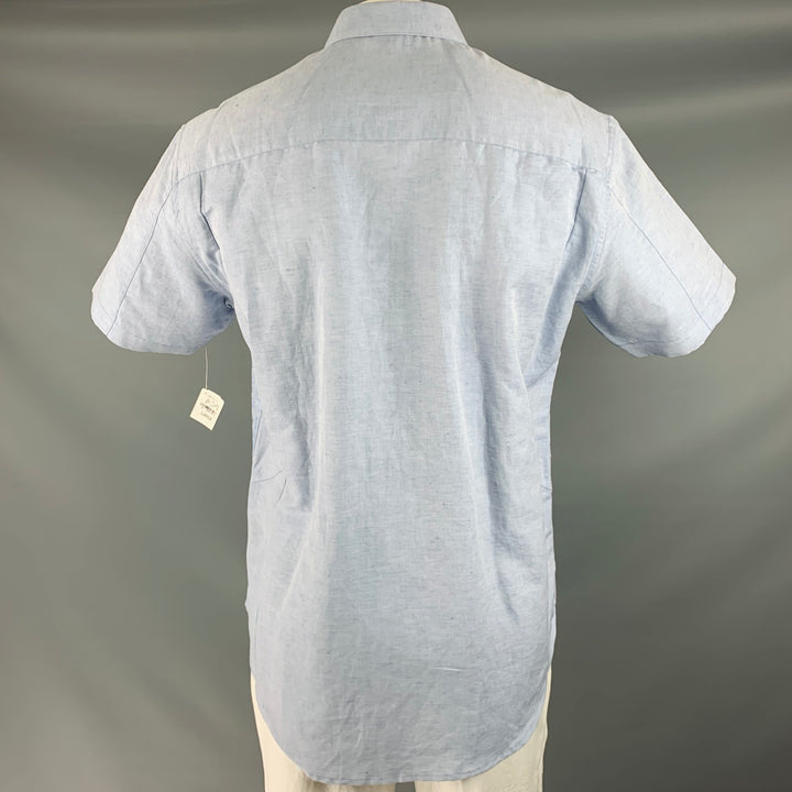 ROBERT GRAHAM Size L Light Blue Embroidery Cotton Button Up Short Sleeve Shirt