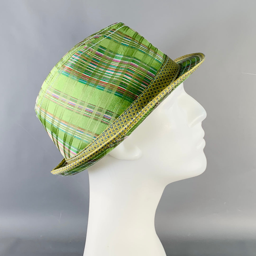 ROBERT GRAHAM Size L Green Plaid Silk Trilby Fedora
