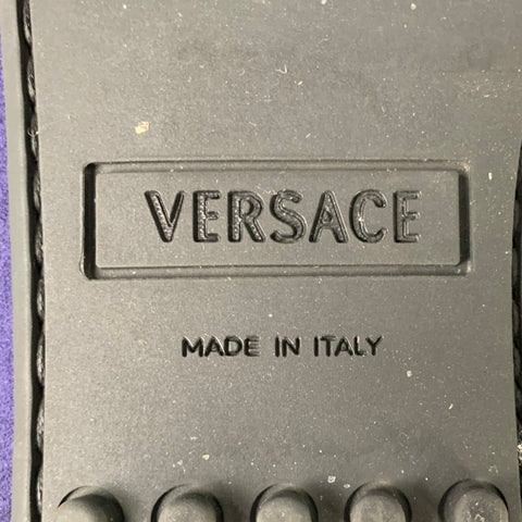 VERSACE Size 8 -Bluette Oro- Purple Textured Suede Drivers Loafers