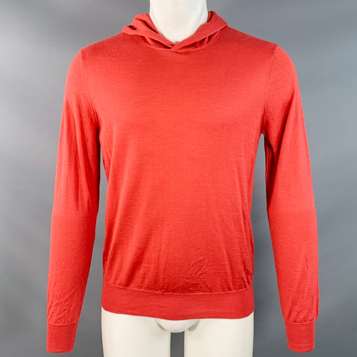 ISAIA Size M Brick Red Cashmere Silk Hoodie Pullover