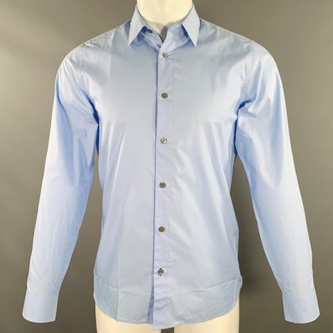 TED BAKER Size XS Timone Light Blue Diamond Cotton Spread Collar Long Sleeve Shirt