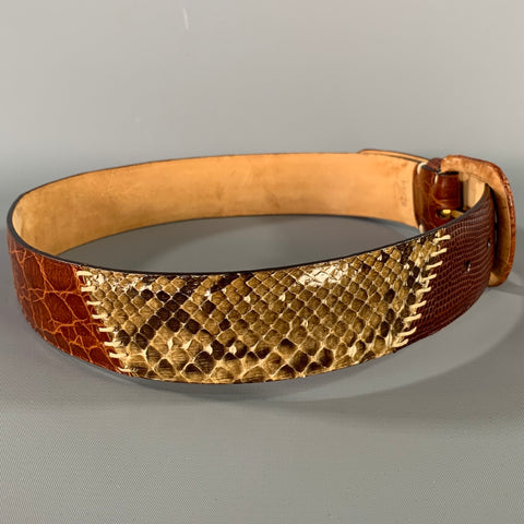 COLE HAAN Waist Size XS Brown Tan Snakeskin Leather Belt