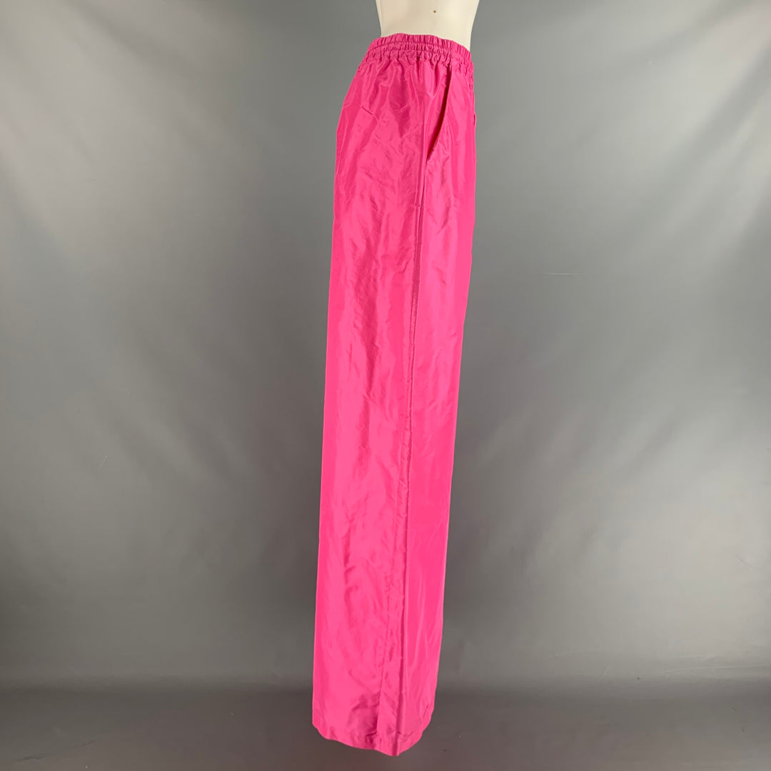 RALPH LAUREN Size 6 Pink Fuchsia Silk Wide Leg Dress Pants Sui Generis Designer Consignment RALPH LAUREN Size 6 Pink Fuchsia Silk Wide Leg Dress Pants Sui Generis Designer Consignment