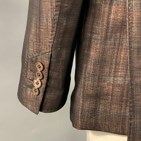 EMANUEL UNGARO Size 44 Regular Brown Metallic Wool Blend Sport Coat