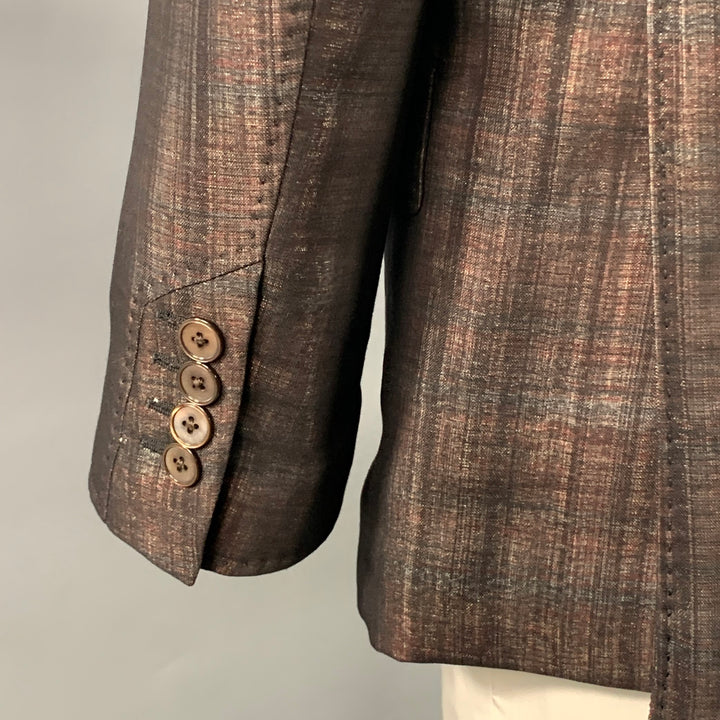 EMANUEL UNGARO Size 44 Regular Brown Metallic Wool Blend Sport Coat