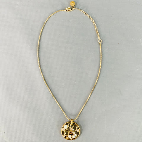 GIVENCHY Vintage Gold Chain Link Rhinestones Pendant Necklace