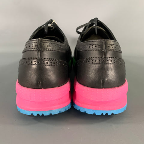 COMME des GARCONS HOMME PLUS Size 10 Black Multi-Color Perforated Lace Up Shoes