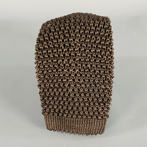 RALPH LAUREN Brown Silk Knit Tie