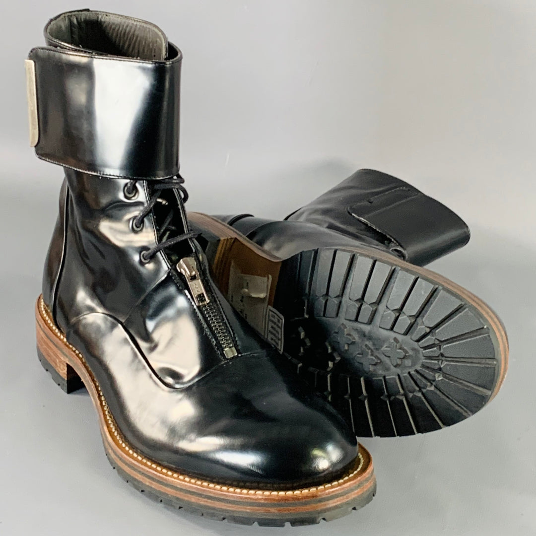 PORTS 1961 Size 11 Black Brown Leather Lace-Up Zipper Boots