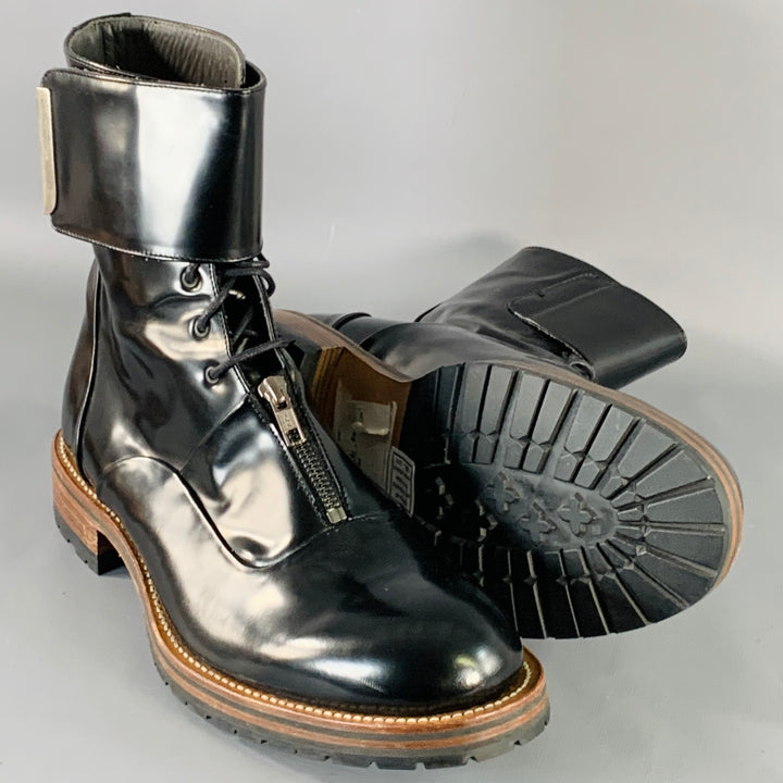 PORTS 1961 Size 11 Black Brown Leather Lace-Up Zipper Boots