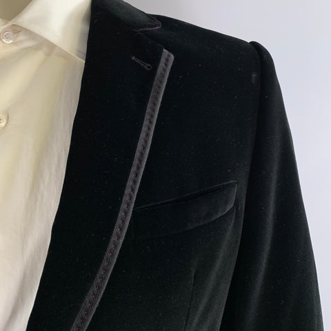 TED BAKER Chest Size 42 Black Velvet Cotton Notch Lapel Sport Coat