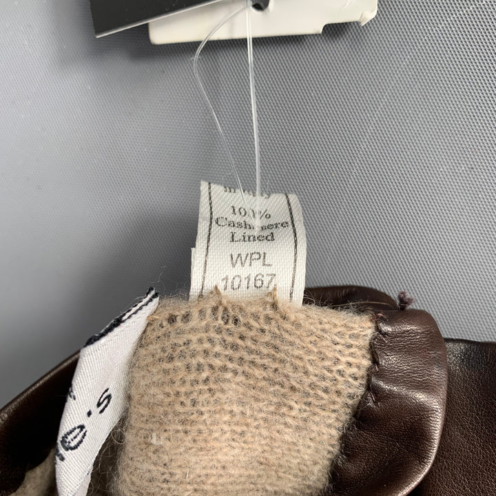 BLOOMINGDALE'S Size 6 Brown Leather Cashmere Gloves