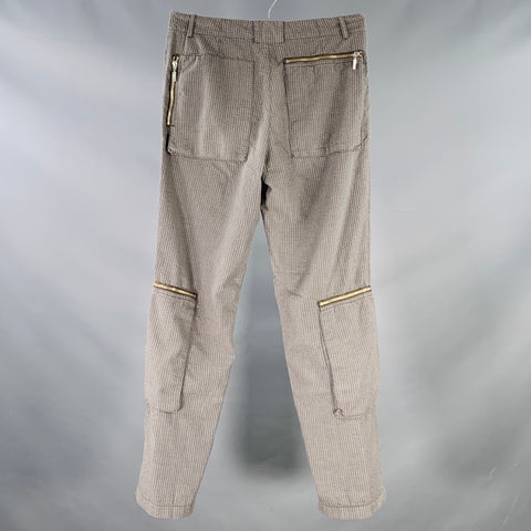 ETRO Size 32 Grey Taupe Stripe Polyester Cotton Zip Pockets Casual Pants