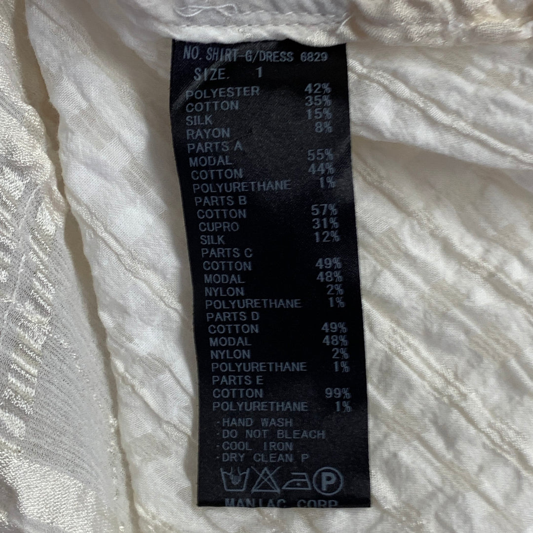 L.G.B Size S Cream Black Polyester Blend Distressed Mini Shirt Dress