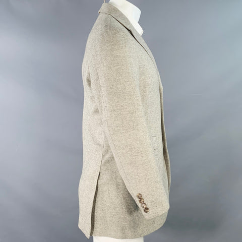 RALPH LAUREN Size 38 Regular Grey Light Grey Herringbone Camel Hair Sport Coat